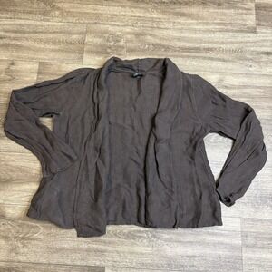 Eileen Fisher Open Cardigan Women's Petite PM Brown Knit Italian Fabric Viscose
